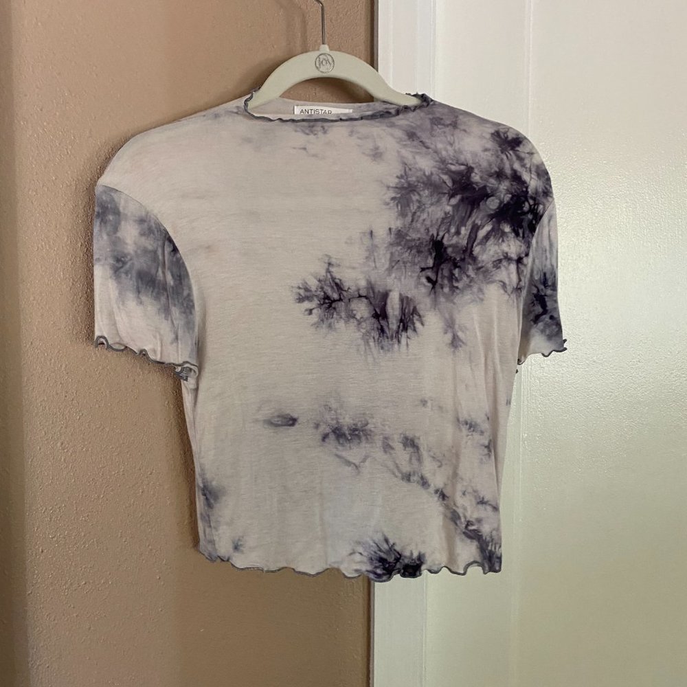 Tie-Dye crop top with lettuce cut sleeves